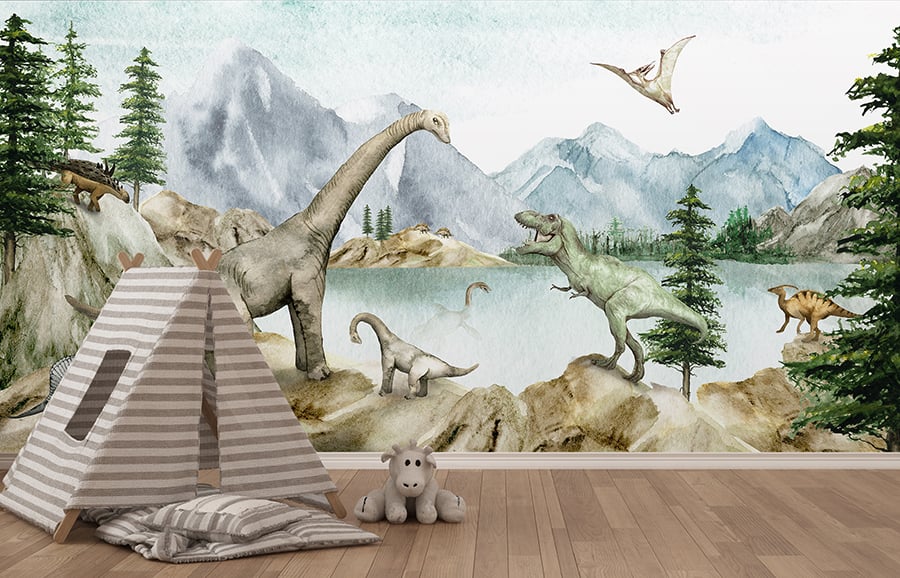 Dino dreams wallpaper murals for kids room