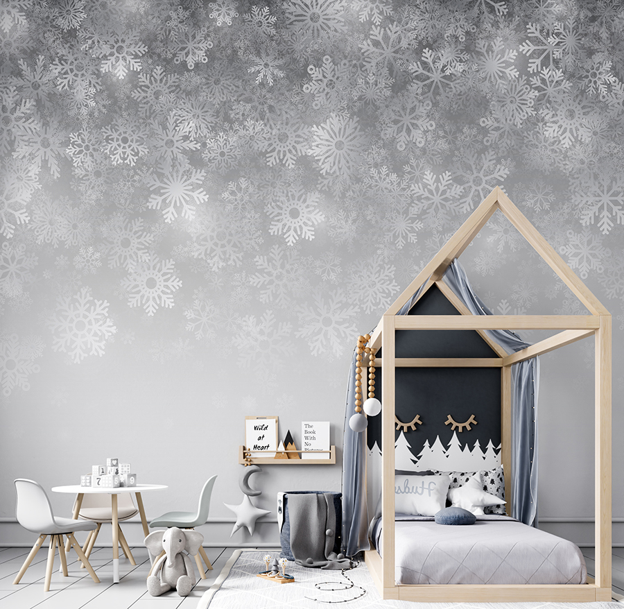Black & White Abstract Neutral Flake Mural
