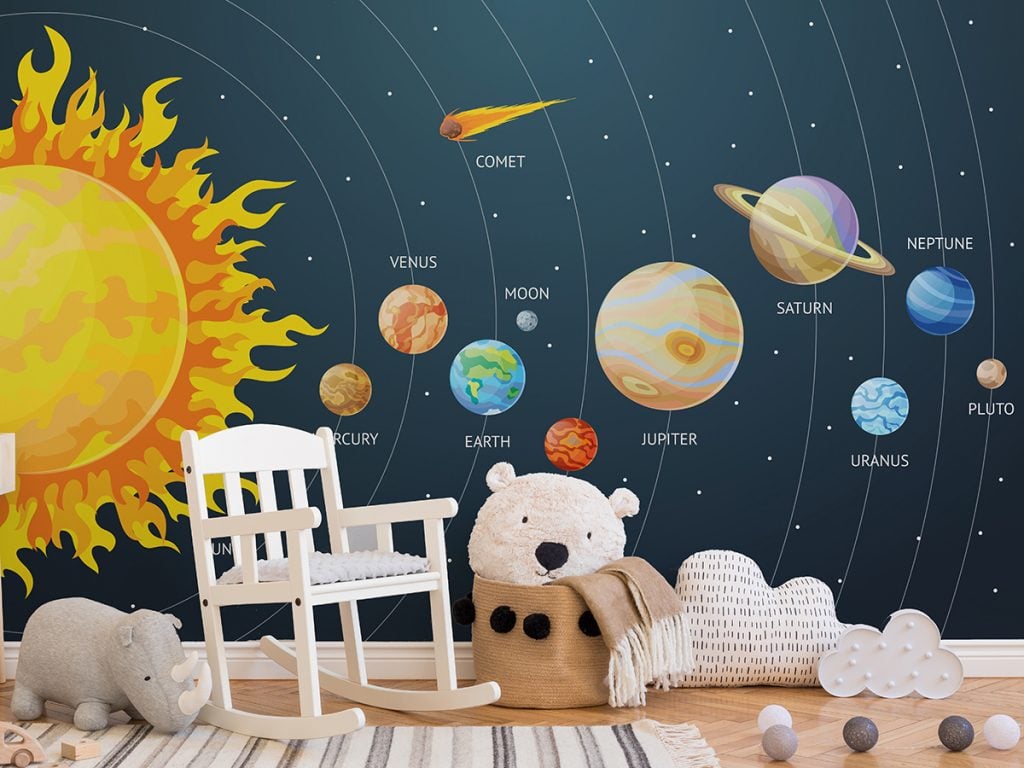 Cartoon Planets Solar System Wallpaper Mural