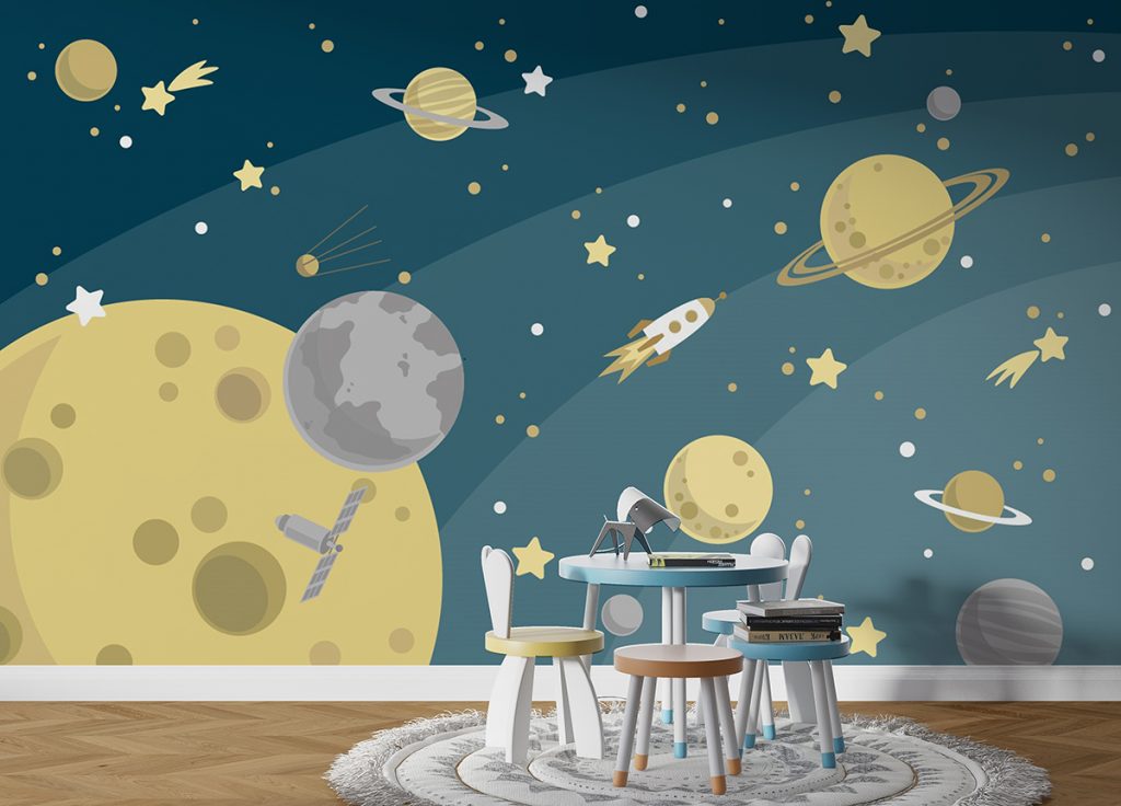 Planets Solar System with Space & Stars Wallpaper