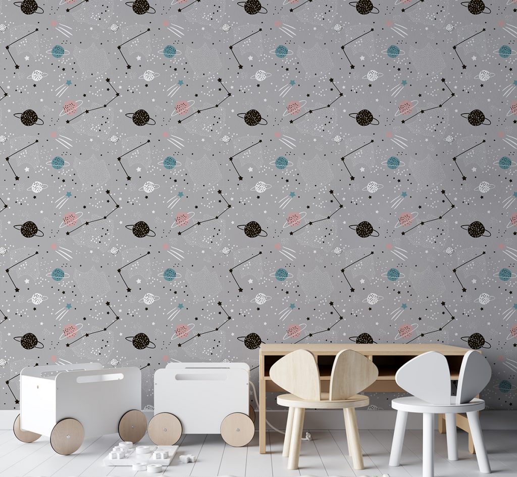 Stars and Planets Kids Room Wallpaper