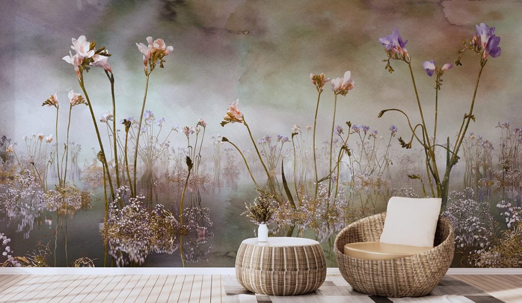 A Watercolor Floral Meadows Wall Mural