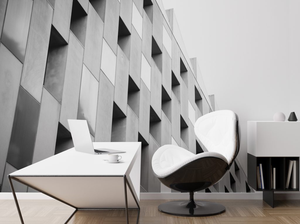 Black and white architectural Office wallpaper