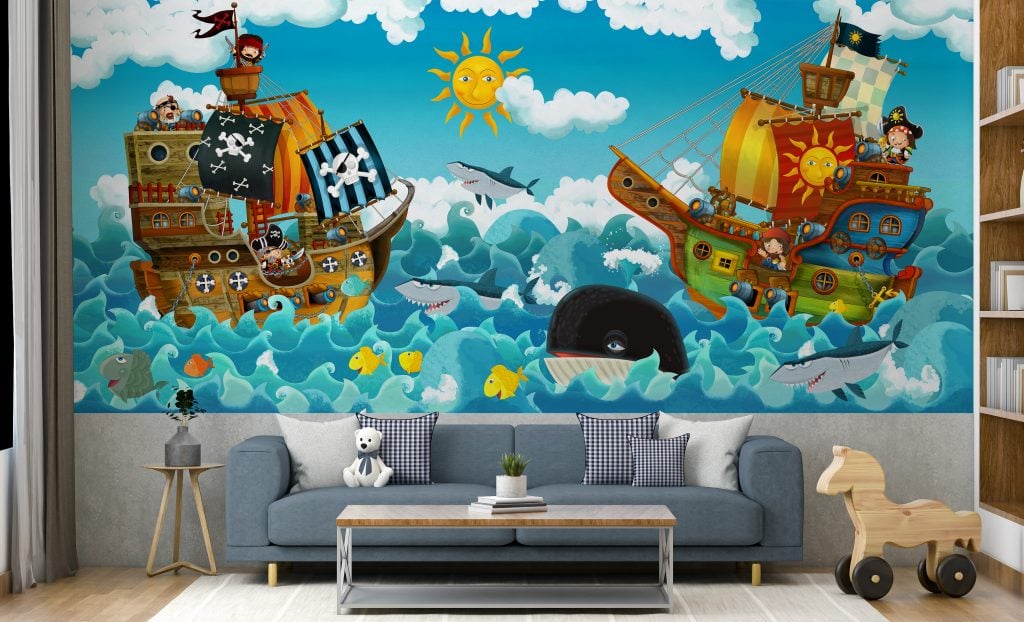 Pirates on The Sea Kids Wallpaper Mural