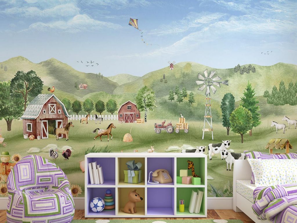 Farm Animals Wallpaper for Nursery Walls