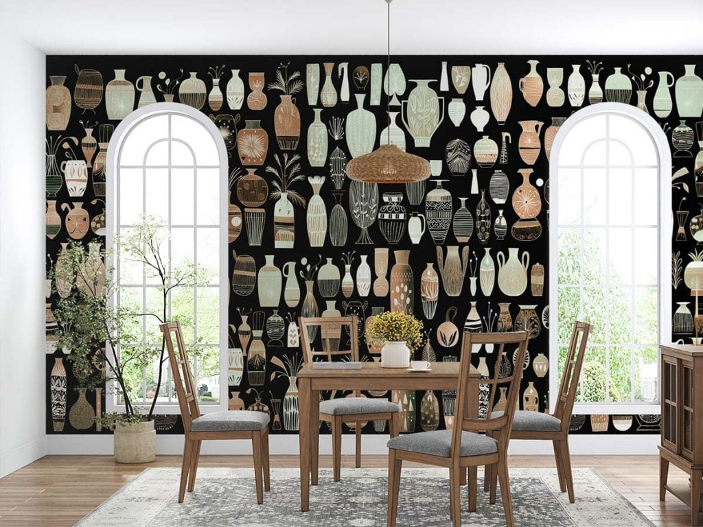 Woodcut Vase Design Wallpaper