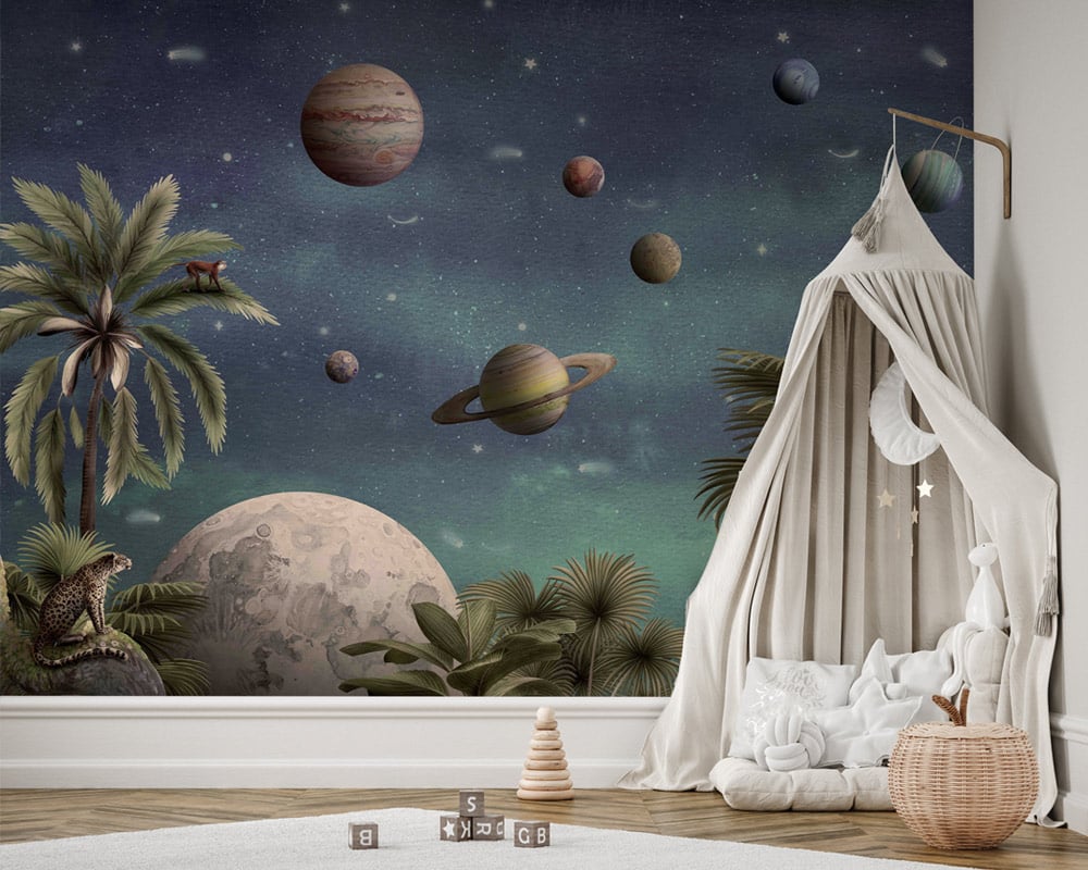 Pretty Planets Wallpaper for kids room