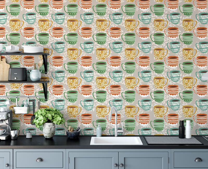 Terracotta Teacups wallpaper