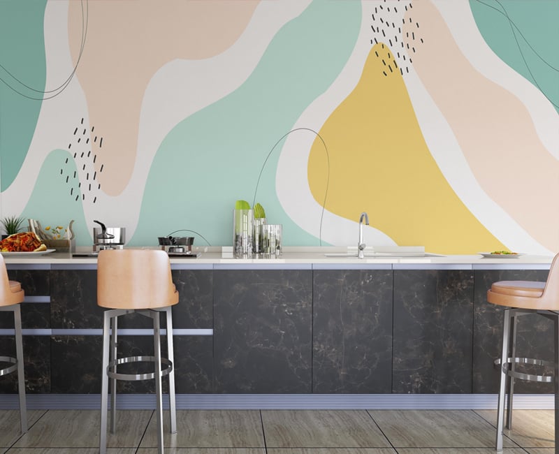 Abstract Pastel Waves wallpaper Mural for walls