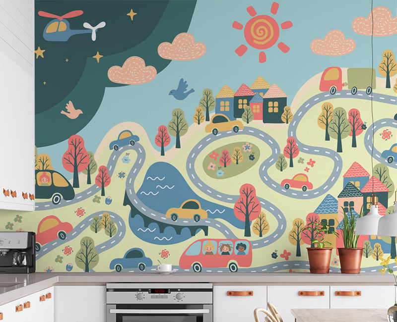 Whimsical Town Life wallpaper