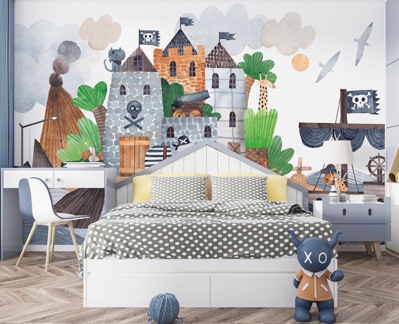 Kids' Animated Fairy Castle Wallpaper Mural