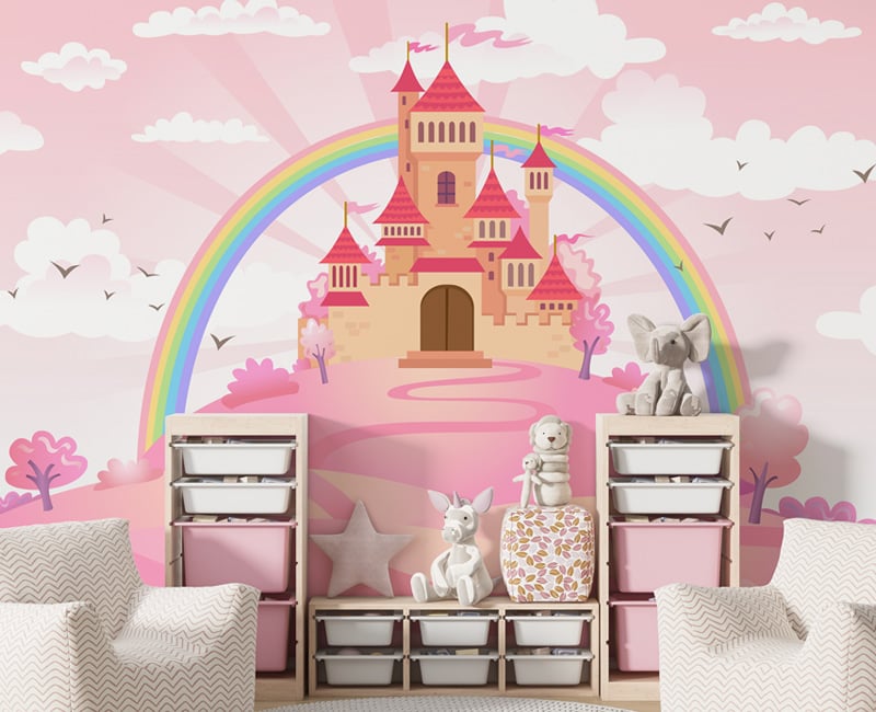 Pink Princess Castle Wallpaper Mural