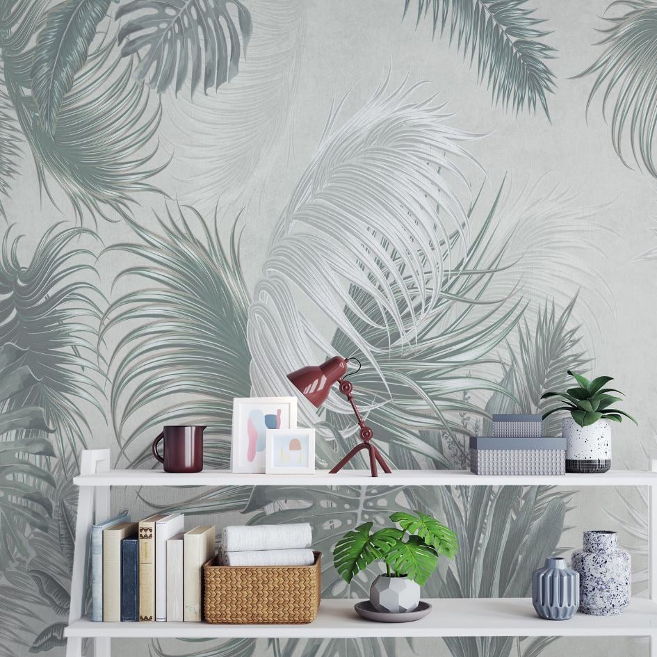 Whispering Palm Leaf Elegance Wallpaper