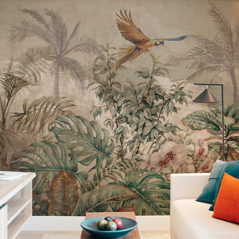 Sepia Colored Tropical Forest Wallpaper Murals